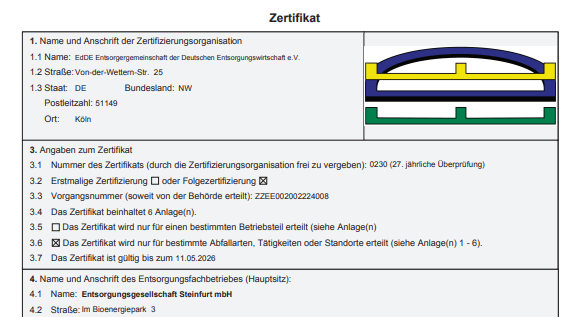 Symbolbild das Symbolbild zeigt die erste Seite des Zertifikats